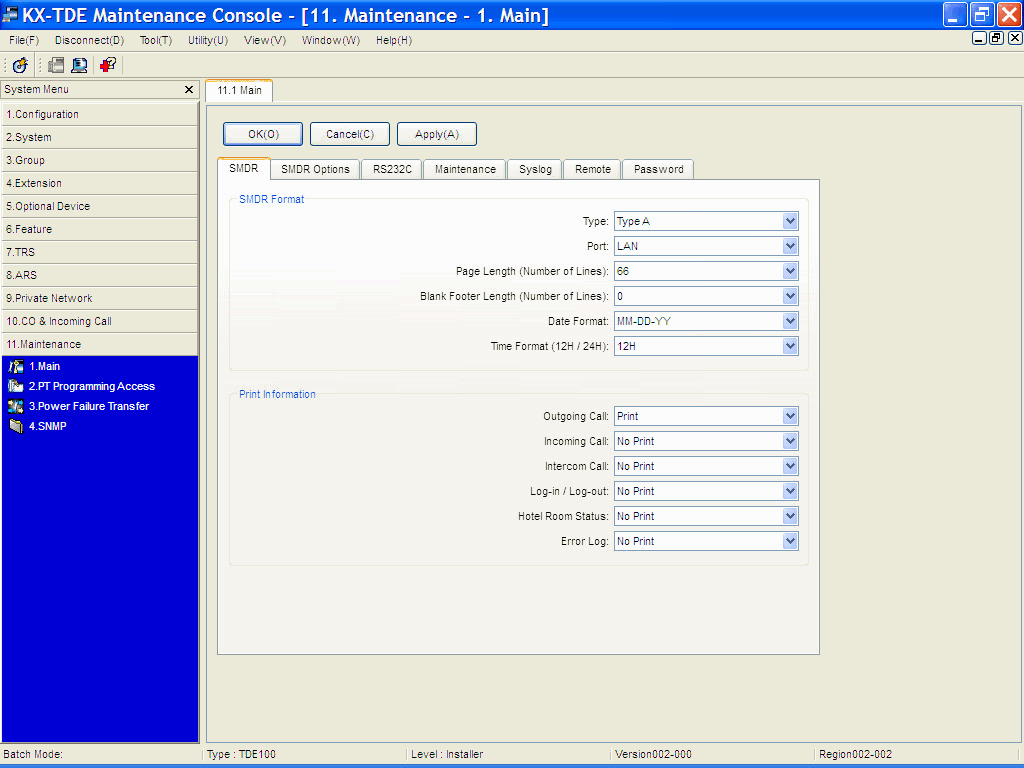 kx-tda maintenance console v3.0